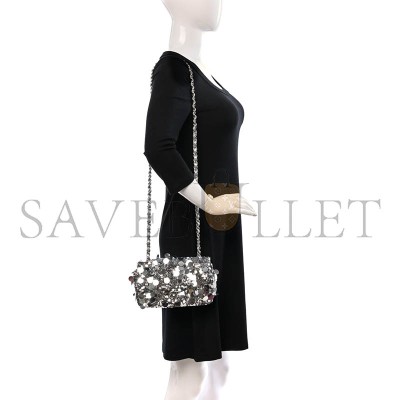 CHANEL SEQUIN MINI RECTANGULAR FLAP SILVER  (20*13*6cm) 